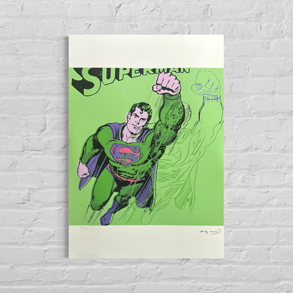 Andy Warhol Superman (Vert Clair) Lithographie Arches 300gsm 42x59 cm
