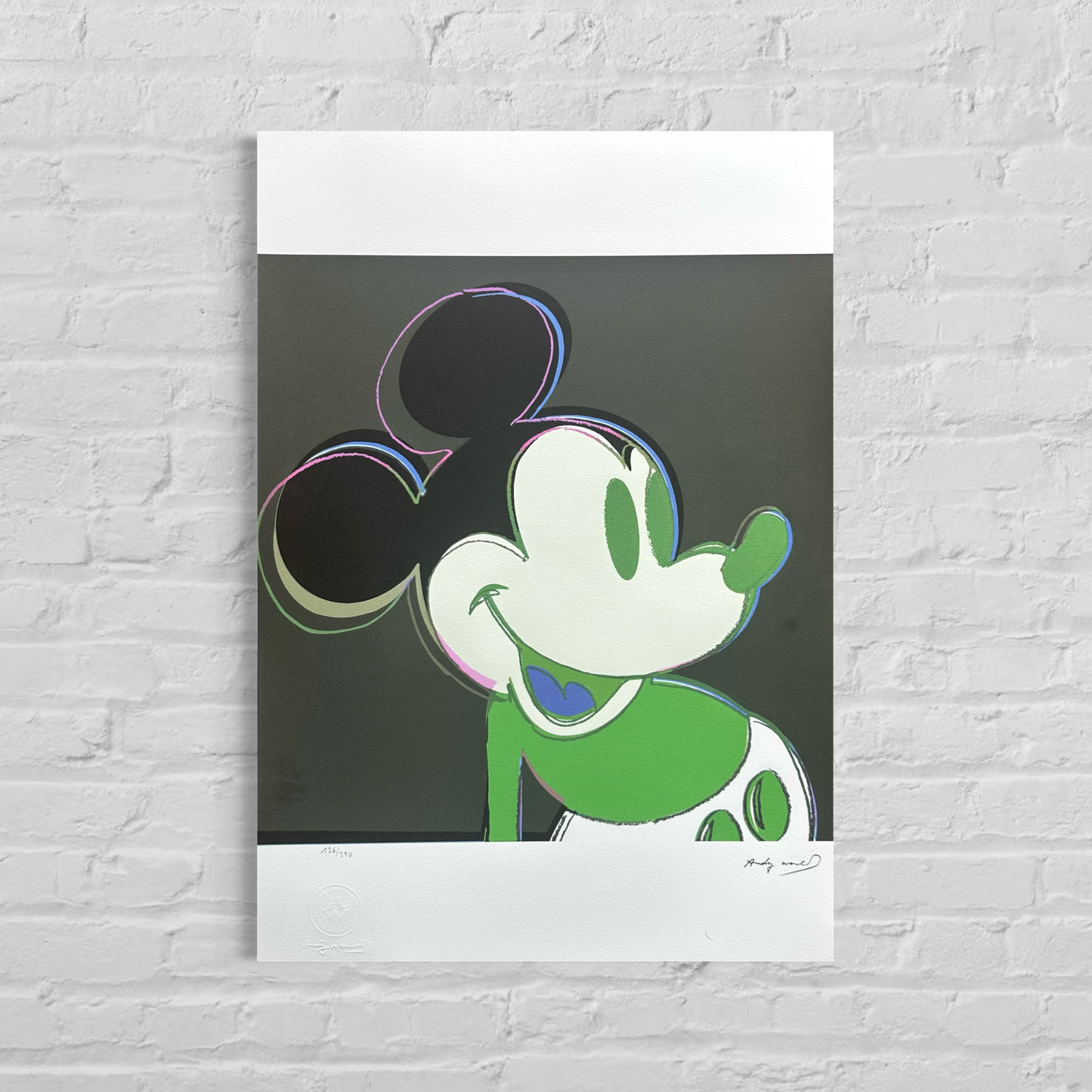 Andy Warhol Mickey Mouse (Noir-vert) Lithographie Arches 300gsm 42x59 cm