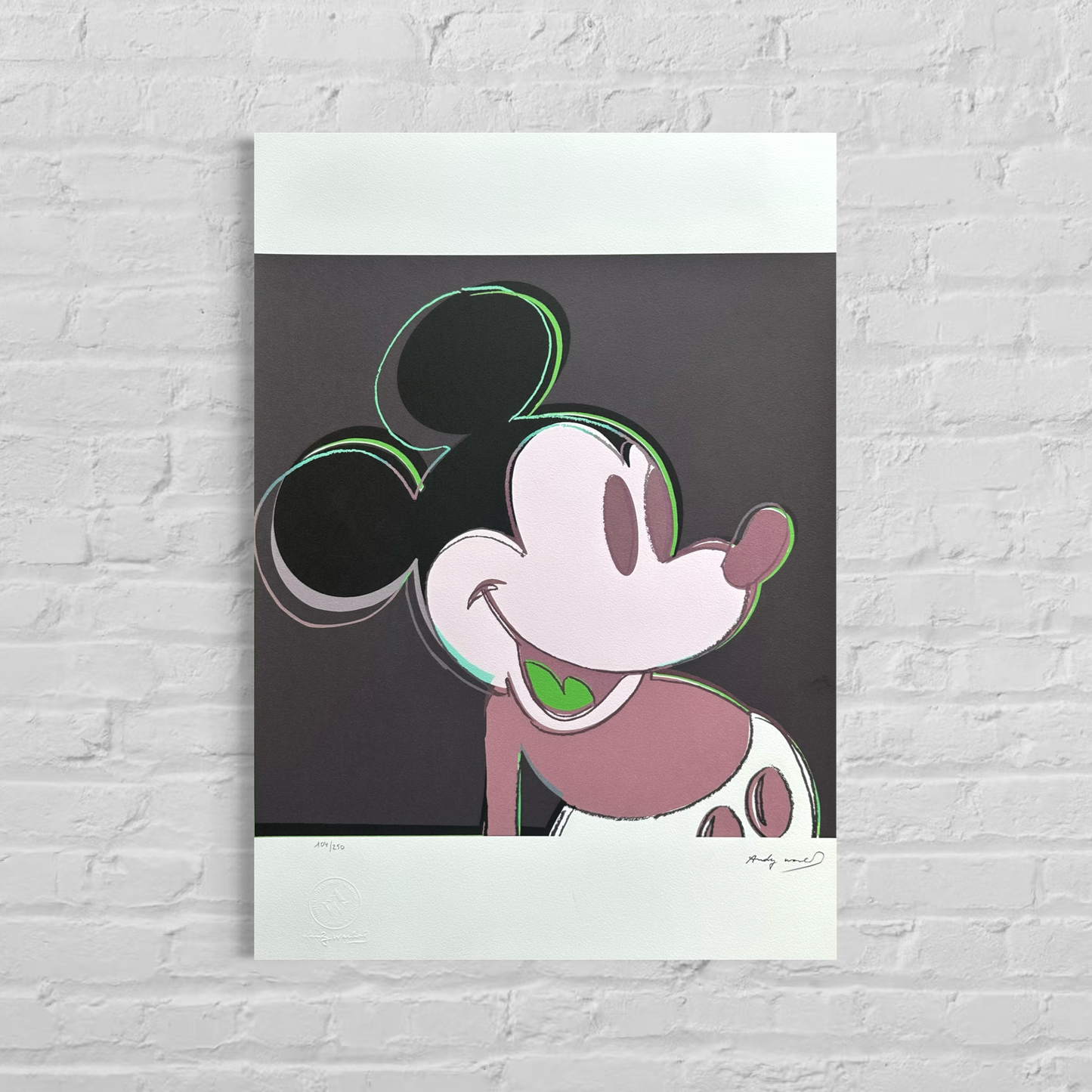 Andy Warhol Mickey Mouse (Saumon) Lithographie Arches 300gsm 42x59 cm
