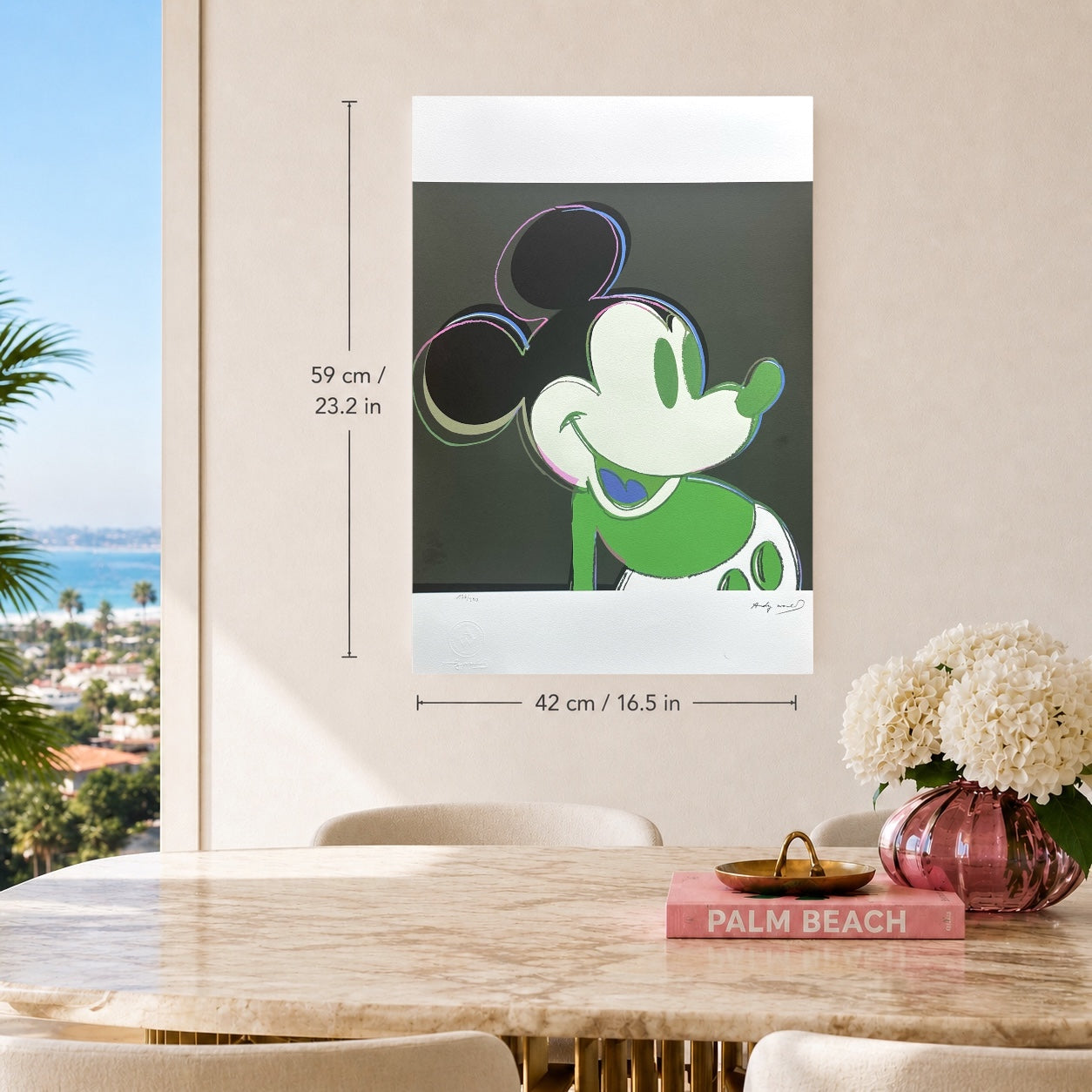 Andy Warhol Mickey Mouse (Noir-vert) Lithographie Arches 300gsm 42x59 cm