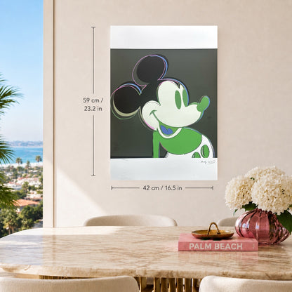 Andy Warhol Mickey Mouse (Noir-vert) Lithographie Arches 300gsm 42x59 cm