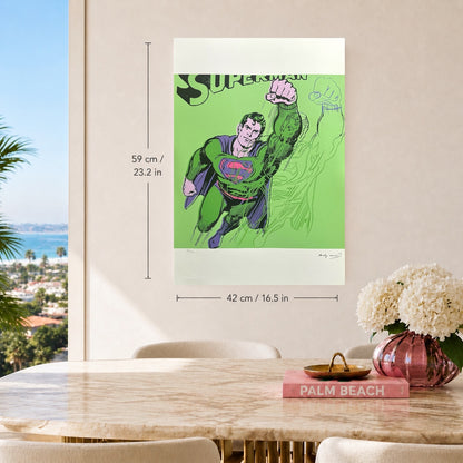 Andy Warhol Superman (Vert Clair) Lithographie Arches 300gsm 42x59 cm