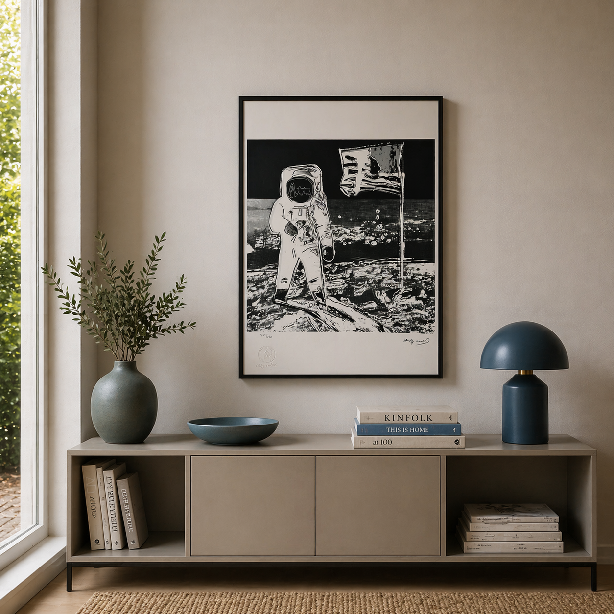 Andy Warhol Moonwalk (Noir-Blanc) Lithographie Arches 300gsm 42x59 cm