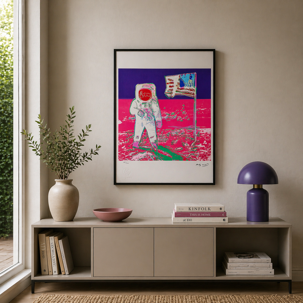 Andy Warhol Moonwalk (Rose Néon & Violet) Lithographie Arches 300gsm 42x59 cm