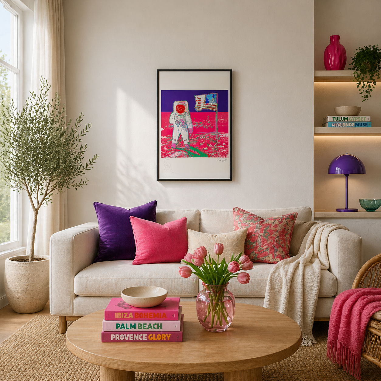 Andy Warhol Moonwalk (Rose Néon & Violet) Lithographie Arches 300gsm 42x59 cm