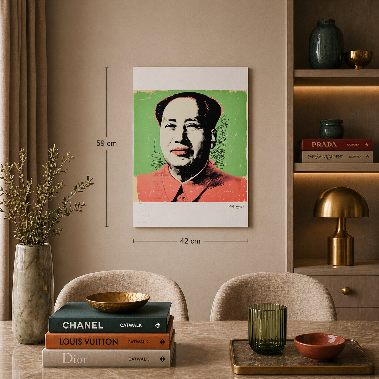 Andy Warhol Mao (Vert & Rouge) Lithographie Arches 300gsm 42x59 cm