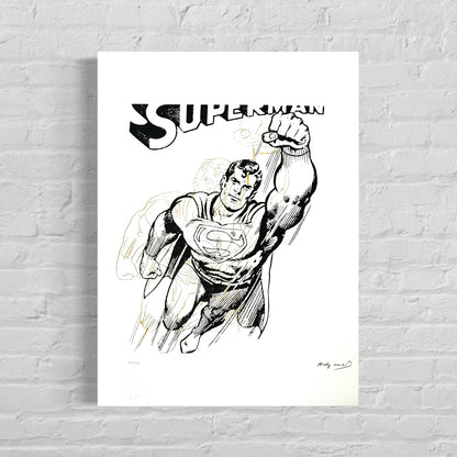 Andy Warhol Superman (Blanc) Lithographie Arches 300gsm 42x59 cm