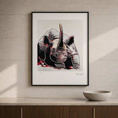 Andy Warhol Rhino (Animaux) Lithographie Arches 300gsm 42x59 cm
