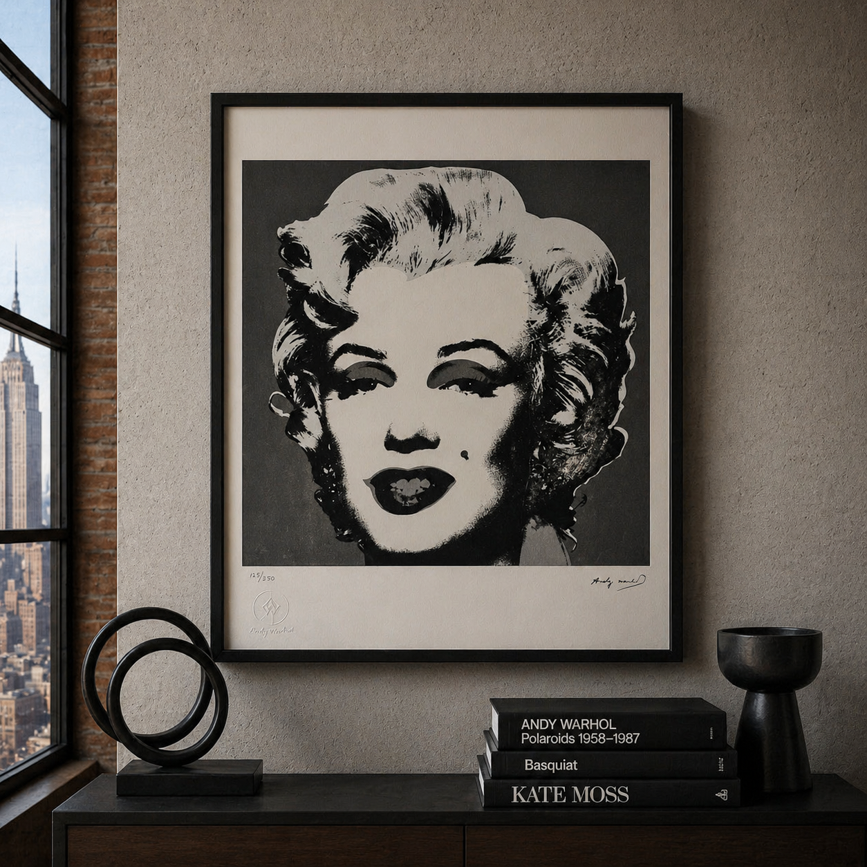 Andy Warhol Marilyn Monroe' (Noir & Blanc) Lithographie Arches 300gsm 42x59 cm