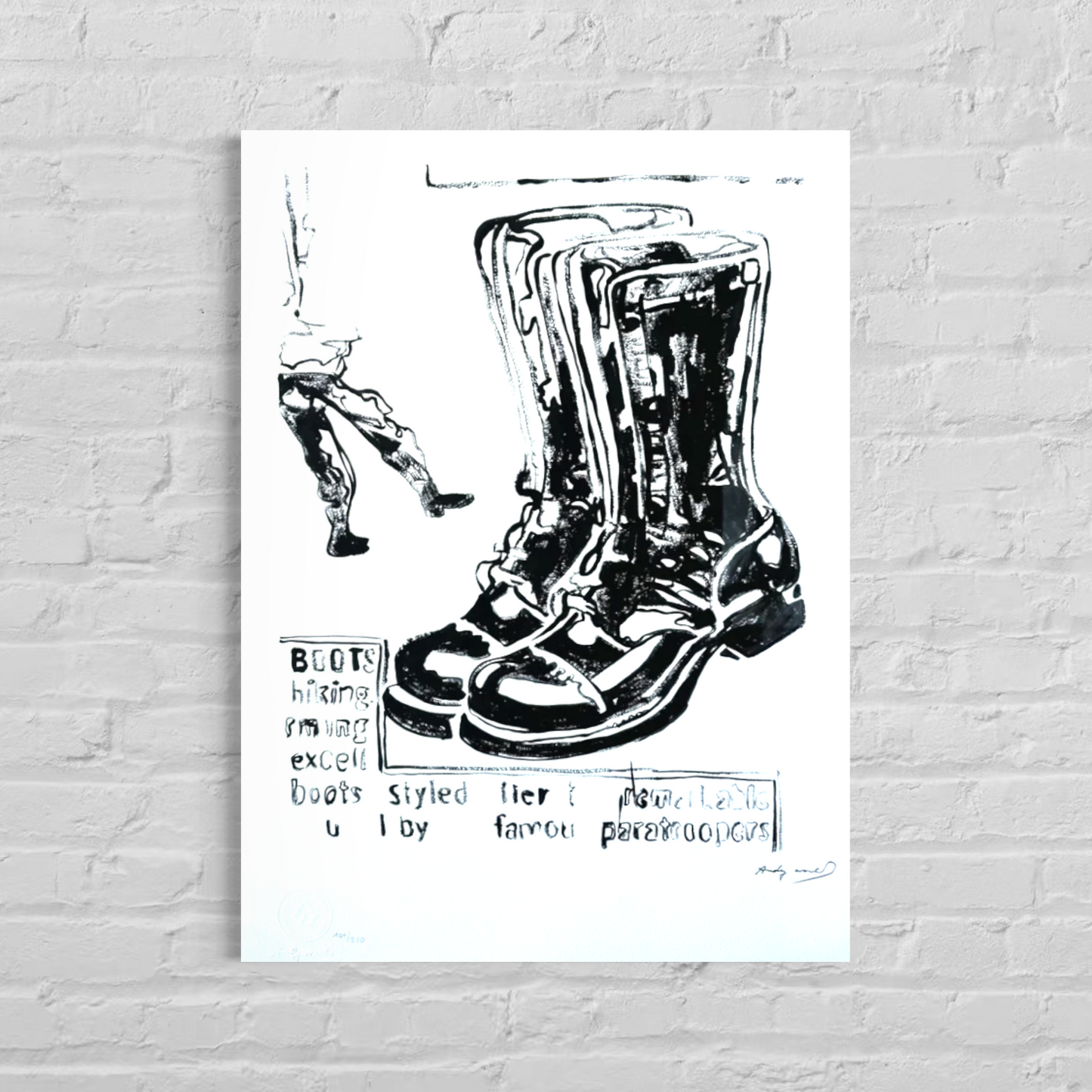 Andy Warhol Parachutiste Bottes Lithographie Arches 300gsm 42x59 cm