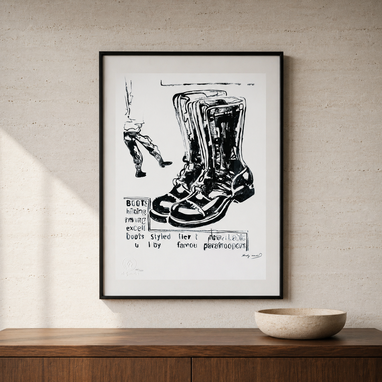 Andy Warhol Parachutiste Bottes Lithographie Arches 300gsm 42x59 cm