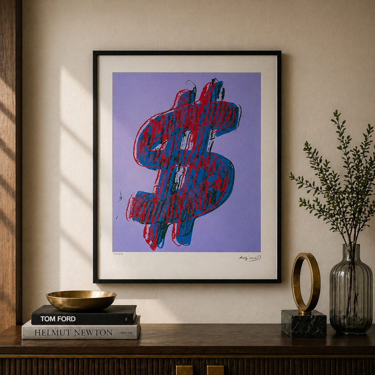 Andy Warhol Dollar (Bleu) Lithographie Arches 300gsm 42x59 cm