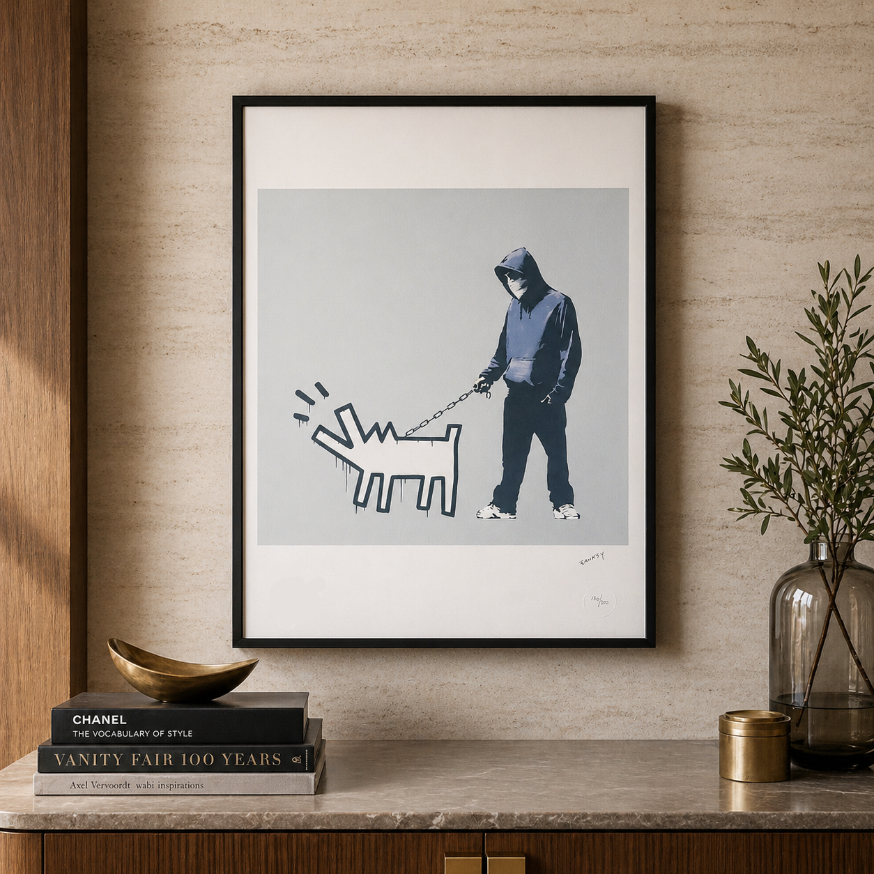 Banksy Barking Dog (Gris) Lithographie Arches 300 g/m² 42 x 59 cm