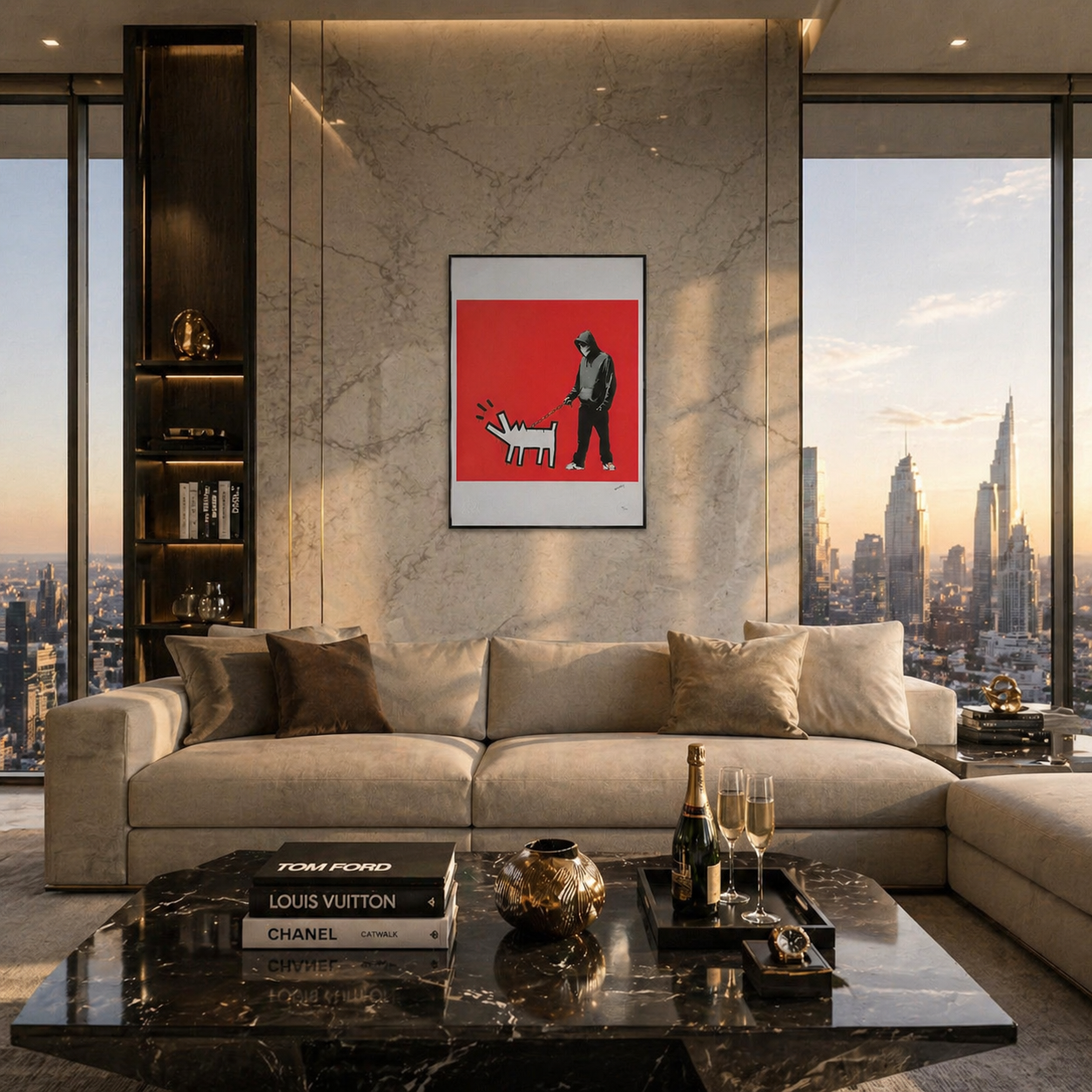 Banksy Barking Dog (Rouge) Lithographie Arches 300 g/m² 42 x 59 cm