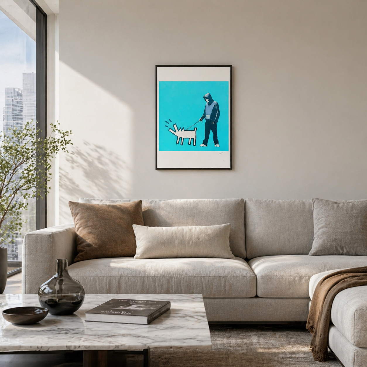 Banksy Barking Dog (Turquoise) Lithographie Arches 300 g/m² 42 x 59 cm