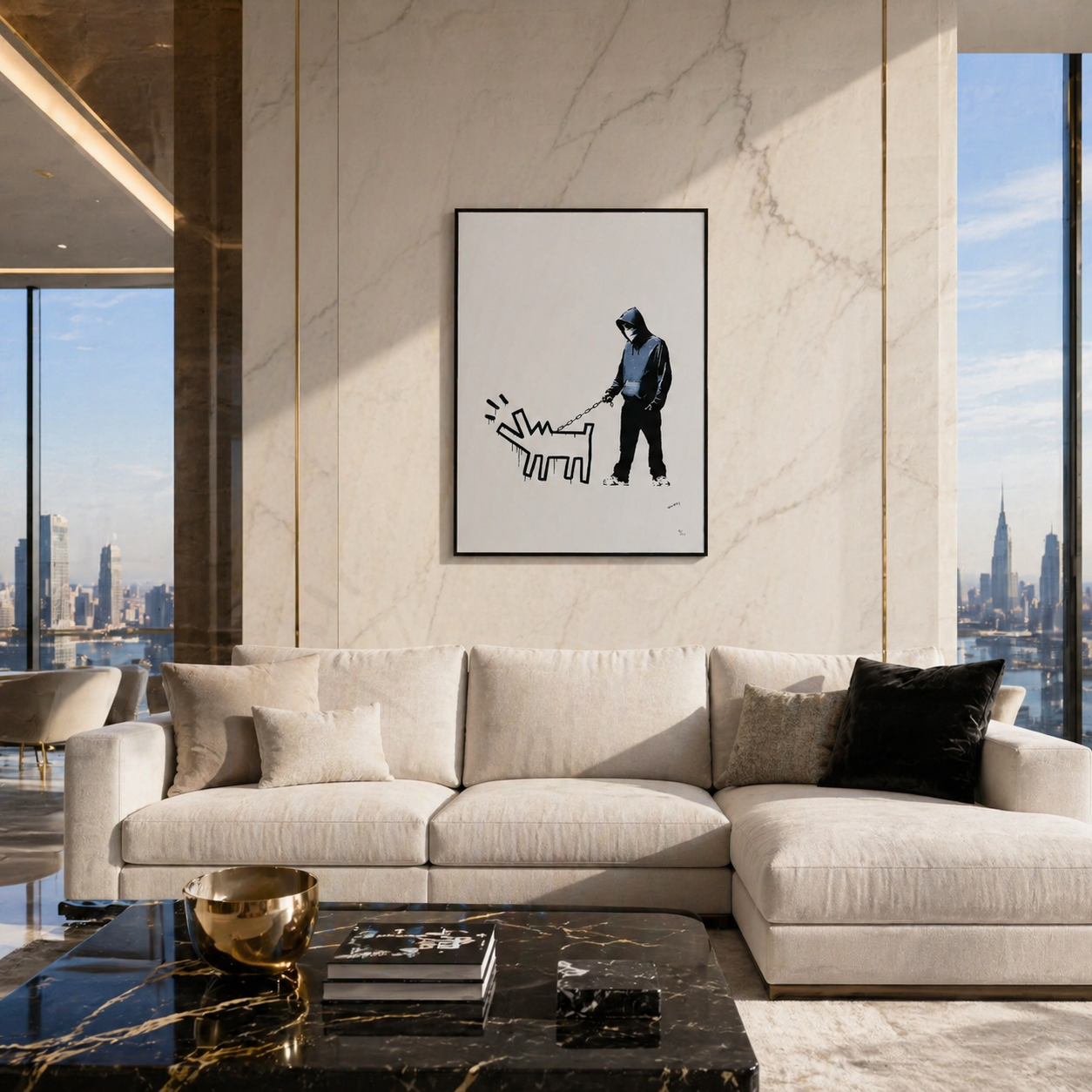 Banksy Barking Dog (Blanc) Lithographie Arches 300 g/m² 42 x 59 cm