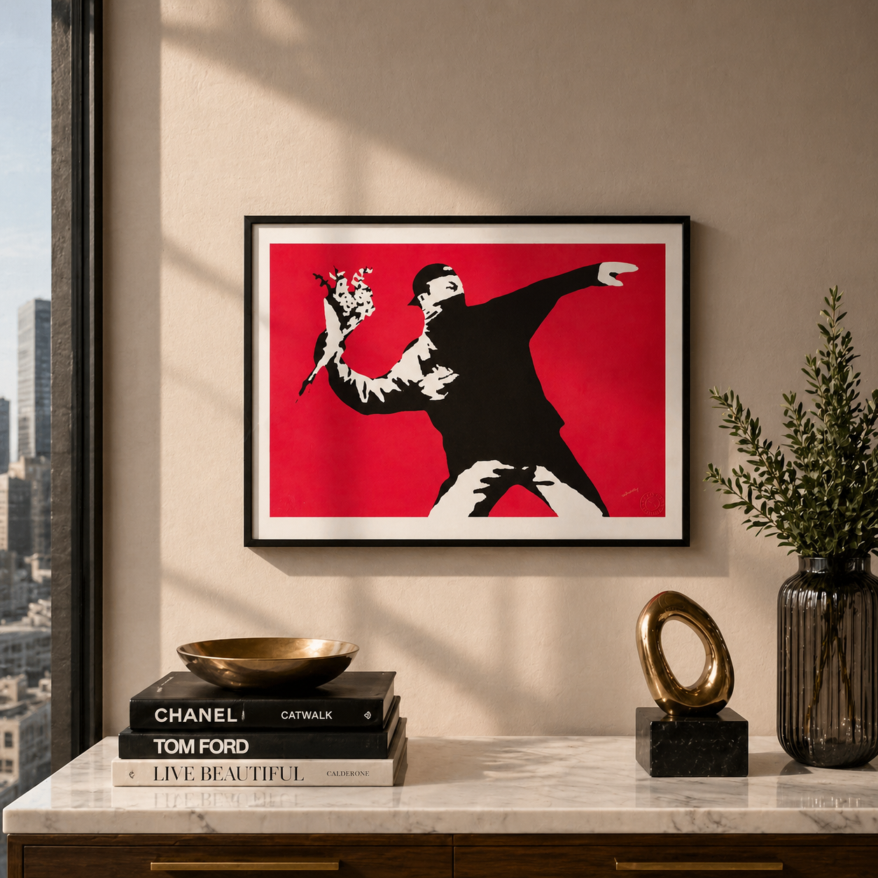 Banksy Love Is in the Air Lithographie Arches 300 g/m² 42 x 59 cm