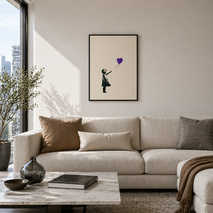 Banksy Fille avec le ballon (Violet) Lithographie Arches 300 g/m² 42 x 59 cm
