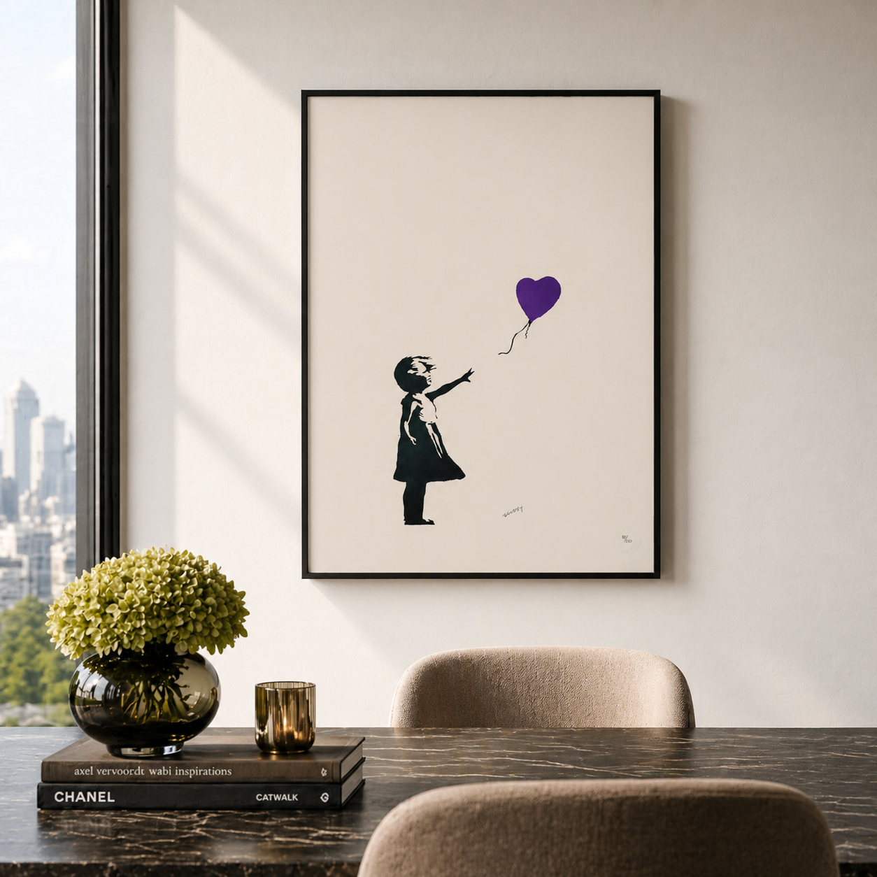 Banksy Fille avec le ballon (Violet) Lithographie Arches 300 g/m² 42 x 59 cm