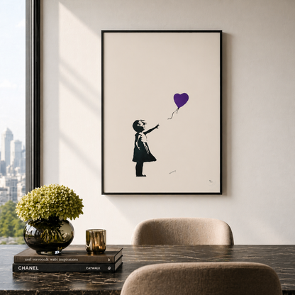 Banksy Fille avec le ballon (Violet) Lithographie Arches 300 g/m² 42 x 59 cm