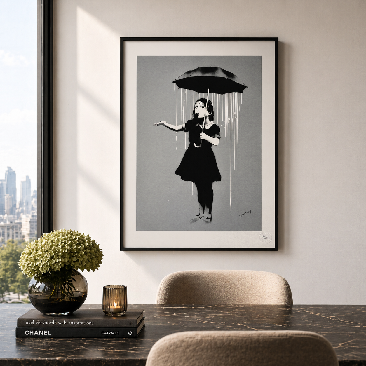 Banksy Fille avec Parapluie (Lola) Lithographie Arches 300 g/m² 42 x 59 cm