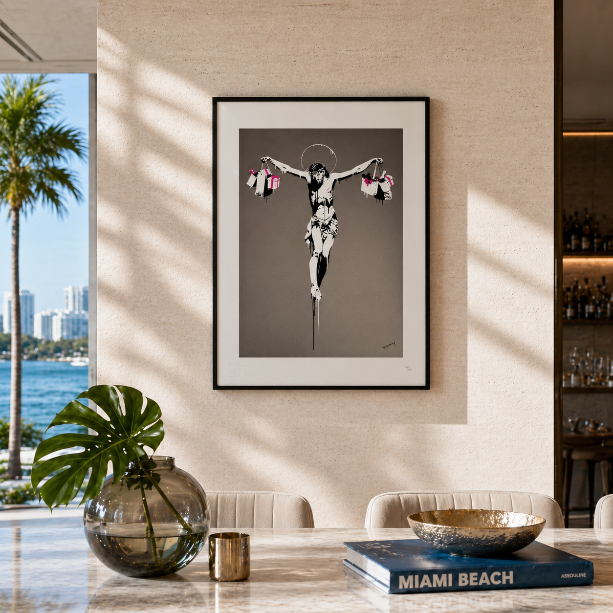 Banksy Christ avec sacs à provisions Lithographie Arches 300gsm 42x59 cm