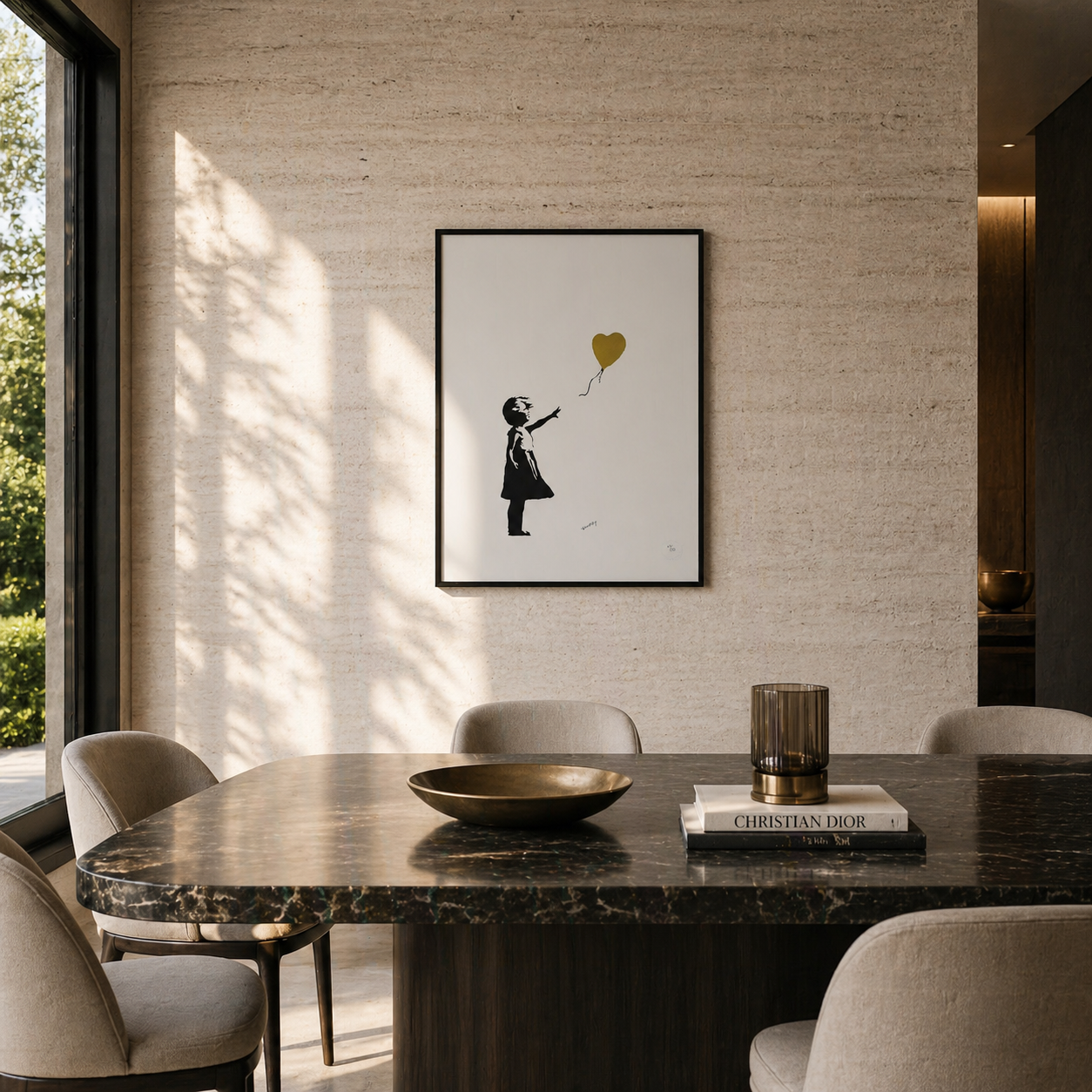 Banksy Fille avec le ballon (Or) Lithographie Arches 300 g/m² 42 x 59 cm