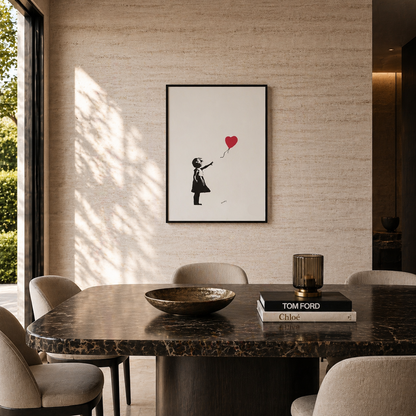 Banksy Fille avec le ballon (Rouge) Lithographie Arches 300 g/m² 42 x 59 cm