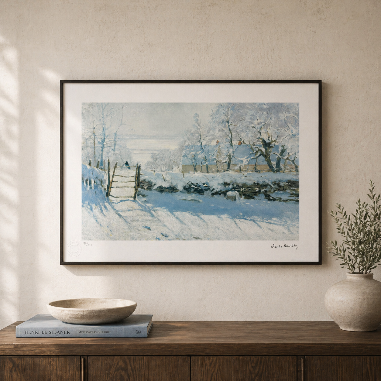Claude Monet Le Pie paysage de neige Lithographie Arches 300gsm 42x59 cm