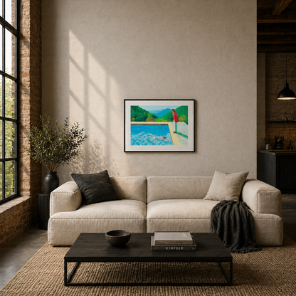 David Hockney Piscine avec des gens Lithographie Arches 300gsm 42x59 cm