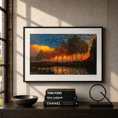 Piet Mondriaan Au lac avec des arbres Lithographie Arches 300gsm 42x59 cm