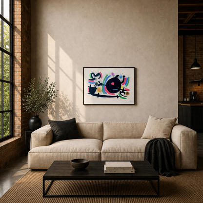 Joan Miró cercle noir central Lithographie Arches 300gsm 42x59 cm