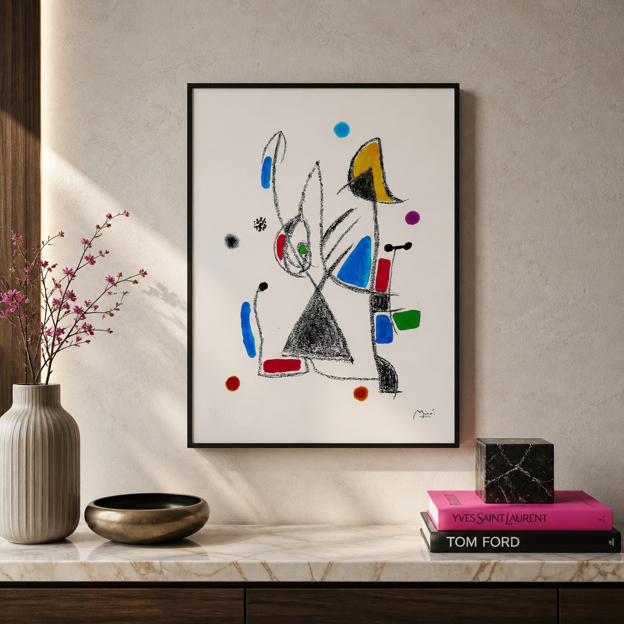 Composition de lignes géométriques Joan Miró Lithographie Arches 300gsm 42x59 cm