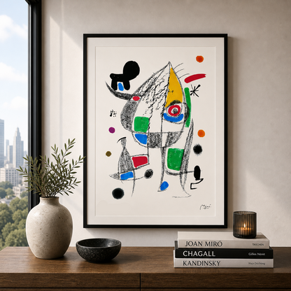 Composition de figures ludiques de Joan Miró Lithographie Arches 300gsm 42x59 cm