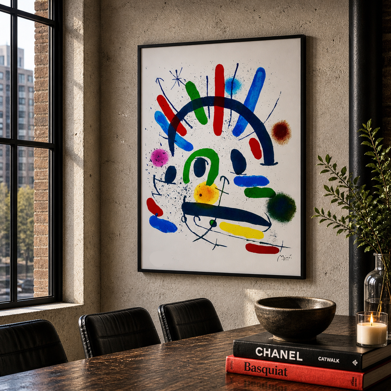 Composition colorée en forme d'arc Joan Miró Lithographie Arches 300gsm 42x59 cm