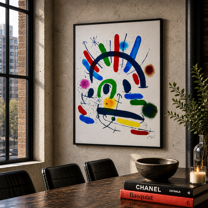 Composition colorée en forme d'arc Joan Miró Lithographie Arches 300gsm 42x59 cm