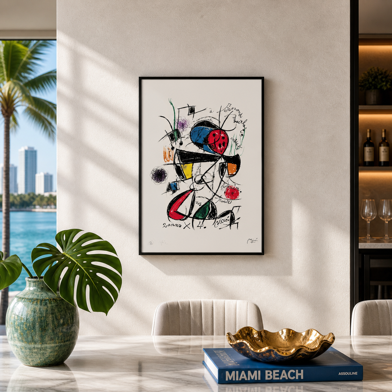 Composition de ligne Joan Miró avec lithographie couleur Arches 300gsm 42x59 cm