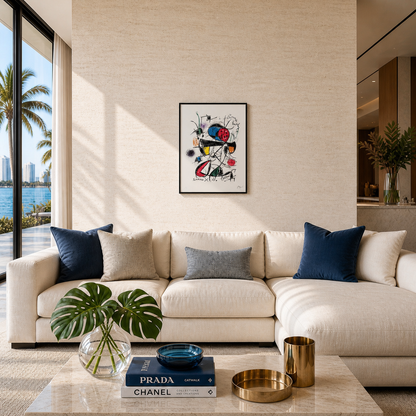 Composition de ligne Joan Miró avec lithographie couleur Arches 300gsm 42x59 cm