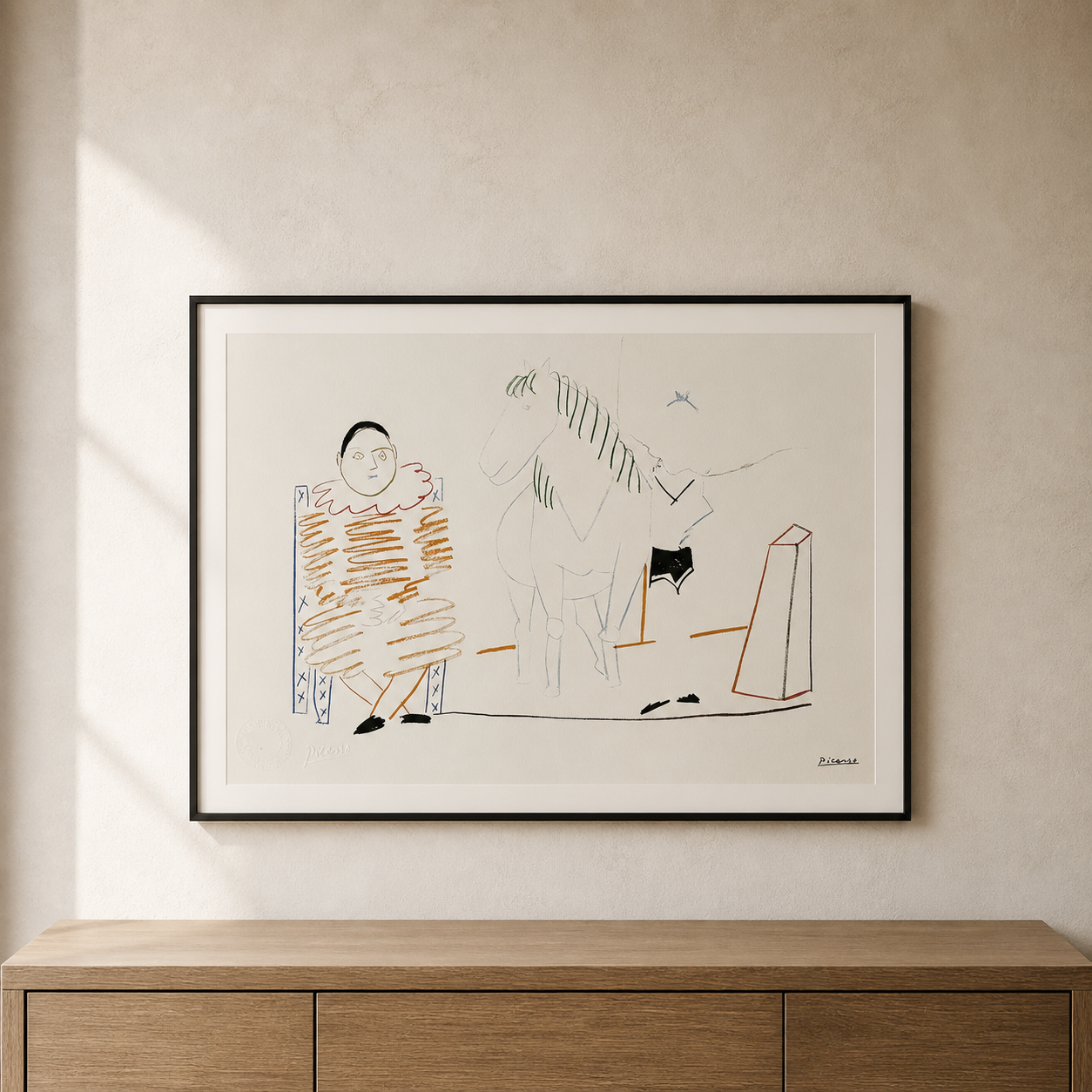 Pablo Picasso Clown et cheval, 1954 Lithographie Arches 300gsm 42x59 cm
