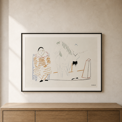 Pablo Picasso Clown et cheval, 1954 Lithographie Arches 300gsm 42x59 cm