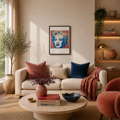 Andy Warhol Marilyn Monroe (Saumon & Bleu) Lithographie Arches 300gsm 42x59 cm