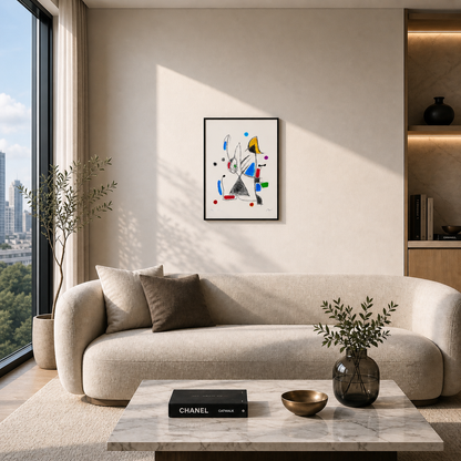 Composition de lignes géométriques Joan Miró Lithographie Arches 300gsm 42x59 cm