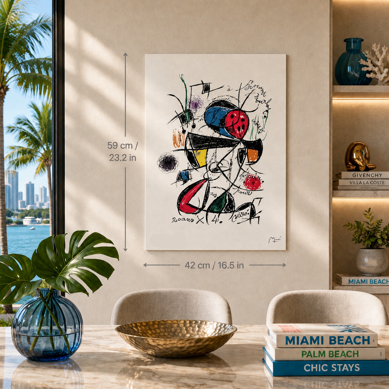 Composition de ligne Joan Miró avec lithographie couleur Arches 300gsm 42x59 cm