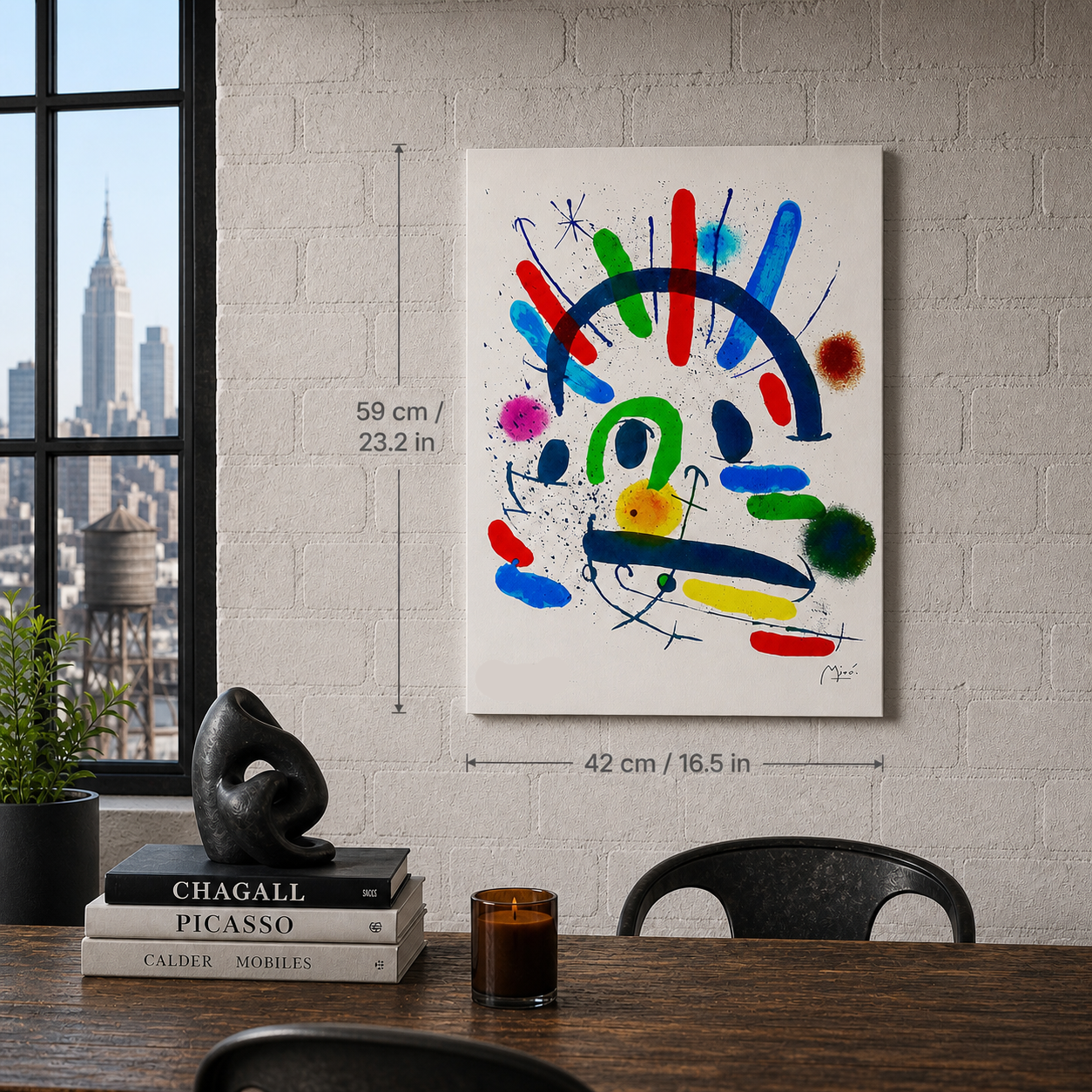 Composition colorée en forme d'arc Joan Miró Lithographie Arches 300gsm 42x59 cm