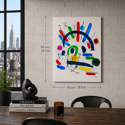 Composition colorée en forme d'arc Joan Miró Lithographie Arches 300gsm 42x59 cm