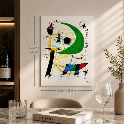 Composition de cercle Joan Miró avec lignes Lithographie Arches 300gsm 42x59 cm