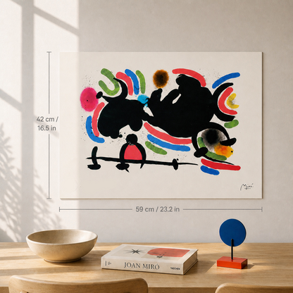 Joan Miró composition horizontale dynamique Lithographie Arches 300gsm 42x59 cm