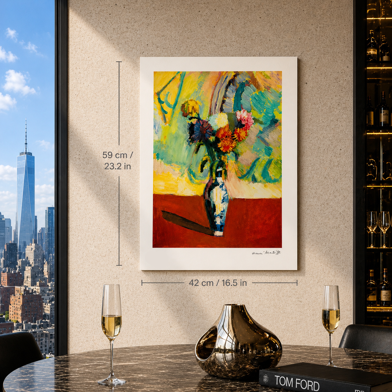 Henri Matisse Bouquet avec vase chinois Lithographie sur Arches 300gsm 42x59 cm