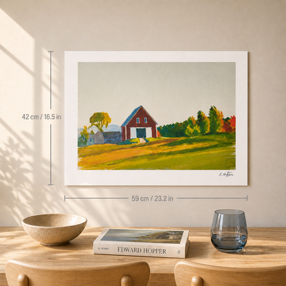 Edward Hopper Grange Rouge en Automne Paysage Lithographie Arches 300 g/m² 42 x 59 cm