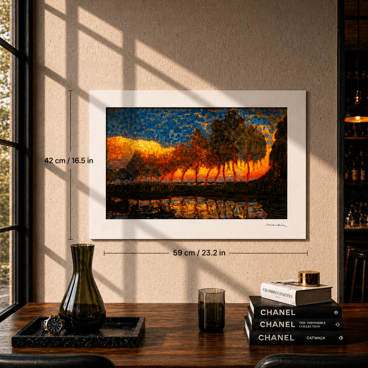 Piet Mondriaan Au lac avec des arbres Lithographie Arches 300gsm 42x59 cm